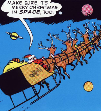 The very best of Christmas Wishes from a jolly fat man in a red suit. And also Santa Claus.