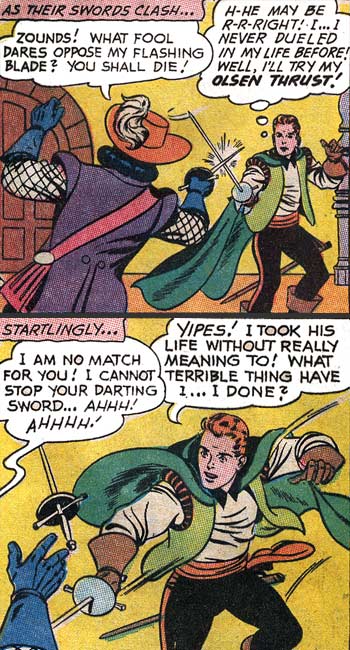 'Well, I'll try my OLSEN THRUST!' is now part of my daily vocabulary.